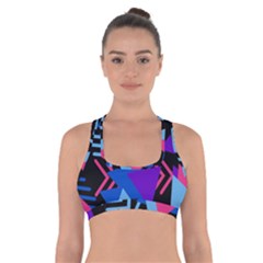 Memphis Pattern Geometric Abstract Cross Back Sports Bra by danenraven