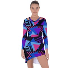 Memphis Pattern Geometric Abstract Asymmetric Cut-out Shift Dress