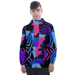 Memphis Pattern Geometric Abstract Men s Front Pocket Pullover Windbreaker