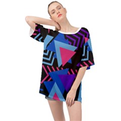 Memphis Pattern Geometric Abstract Oversized Chiffon Top by danenraven