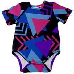 Memphis Pattern Geometric Abstract Baby Short Sleeve Bodysuit by danenraven