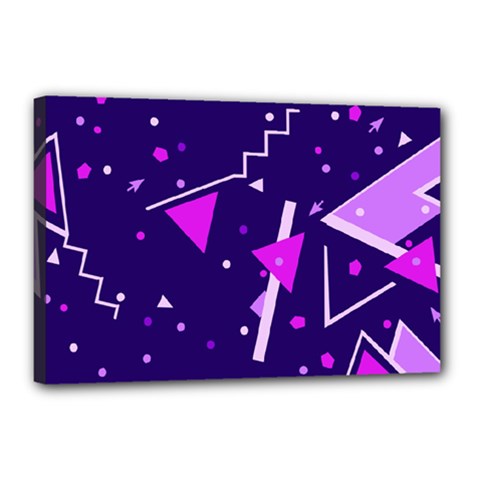 Purple Blue Geometric Pattern Canvas 18  X 12  (stretched) by danenraven