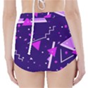 Purple Blue Geometric Pattern High-Waisted Bikini Bottoms View2