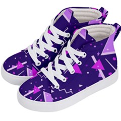 Purple Blue Geometric Pattern Kids  Hi-top Skate Sneakers by danenraven