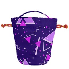 Purple Blue Geometric Pattern Drawstring Bucket Bag by danenraven