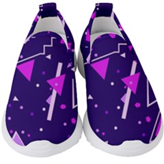 Purple Blue Geometric Pattern Kids  Slip On Sneakers by danenraven