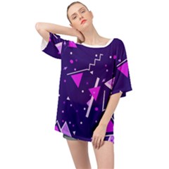 Purple Blue Geometric Pattern Oversized Chiffon Top by danenraven