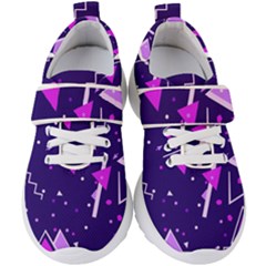 Purple Blue Geometric Pattern Kids  Velcro Strap Shoes by danenraven