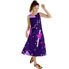 Purple Blue Geometric Pattern Summer Maxi Dress by danenraven