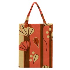 Amber Yellow Stripes Leaves Floral Classic Tote Bag by danenraven