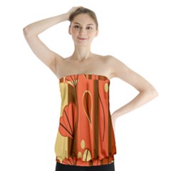 Amber Yellow Stripes Leaves Floral Strapless Top by danenraven