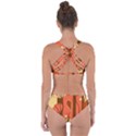 Amber Yellow Stripes Leaves Floral Criss Cross Bikini Set View2