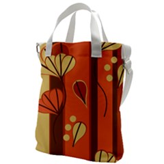 Amber Yellow Stripes Leaves Floral Canvas Messenger Bag