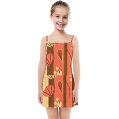 Amber Yellow Stripes Leaves Floral Kids  Summer Sun Dress by danenraven