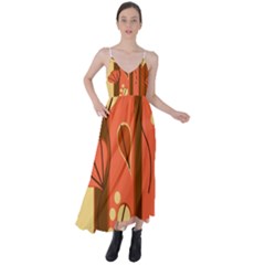 Amber Yellow Stripes Leaves Floral Tie Back Maxi Dress by danenraven