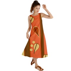 Amber Yellow Stripes Leaves Floral Summer Maxi Dress by danenraven