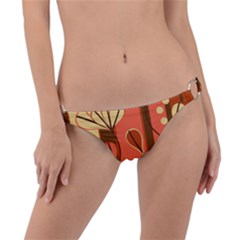 Amber Yellow Stripes Leaves Floral Ring Detail Bikini Bottoms by danenraven