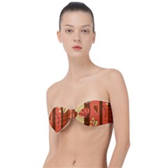 Amber Yellow Stripes Leaves Floral Classic Bandeau Bikini Top  by danenraven