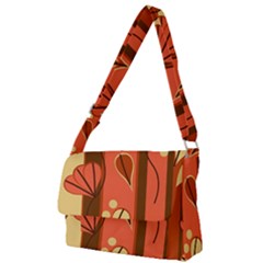 Amber Yellow Stripes Leaves Floral Full Print Messenger Bag (l) by danenraven