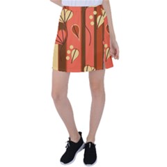 Amber Yellow Stripes Leaves Floral Tennis Skirt by danenraven