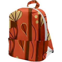 Amber Yellow Stripes Leaves Floral Zip Up Backpack by danenraven