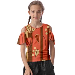 Amber Yellow Stripes Leaves Floral Kids  Butterfly Cutout Tee by danenraven