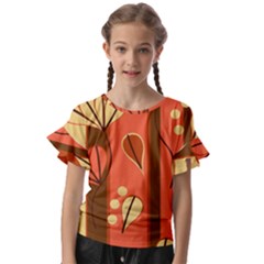 Amber Yellow Stripes Leaves Floral Kids  Cut Out Flutter Sleeves by danenraven