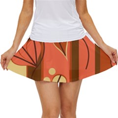 Amber Yellow Stripes Leaves Floral Women s Skort by danenraven