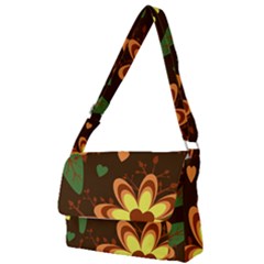 Floral Hearts Brown Green Retro Full Print Messenger Bag (s) by danenraven