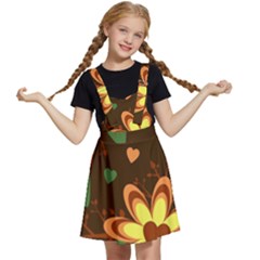 Floral Hearts Brown Green Retro Kids  Apron Dress by danenraven