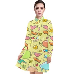 Cute Sketch Child Graphic Funny Long Sleeve Chiffon Shirt Dress by danenraven