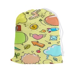 Cute Sketch Child Graphic Funny Drawstring Pouch (2xl) by danenraven