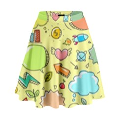 Cute Sketch Child Graphic Funny High Waist Skirt by danenraven