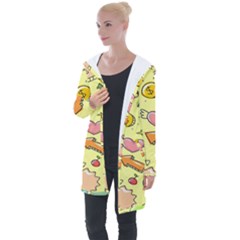 Cute Sketch Child Graphic Funny Longline Hooded Cardigan by danenraven