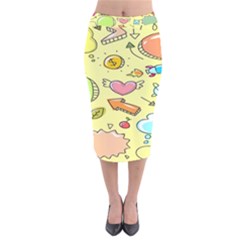 Cute Sketch Child Graphic Funny Velvet Midi Pencil Skirt by danenraven