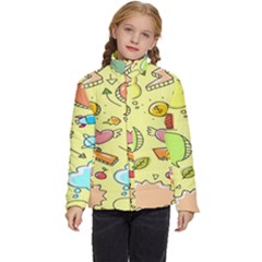 Cute Sketch Child Graphic Funny Kids  Puffer Bubble Jacket Coat by danenraven