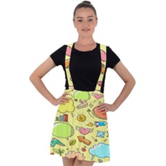 Cute Sketch Child Graphic Funny Velvet Suspender Skater Skirt by danenraven