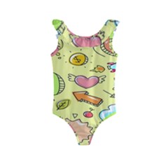 Cute Sketch Child Graphic Funny Kids  Frill Swimsuit by danenraven