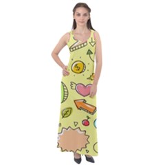 Cute Sketch Child Graphic Funny Sleeveless Velour Maxi Dress by danenraven