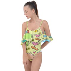 Cute Sketch Child Graphic Funny Drape Piece Swimsuit by danenraven