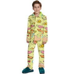 Cute Sketch Child Graphic Funny Kids  Long Sleeve Velvet Pajamas Set