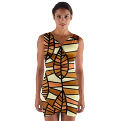 Autumn Leaf Mosaic Seamless Wrap Front Bodycon Dress by danenraven