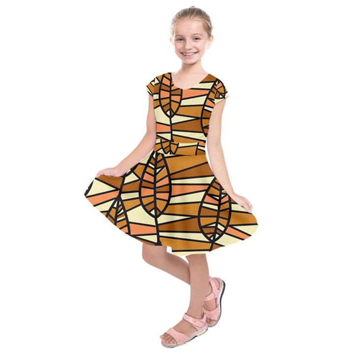 Autumn Leaf Mosaic Seamless Kids  Short Sleeve Dress