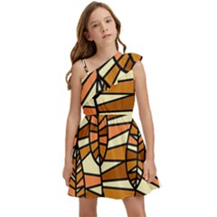 Autumn Leaf Mosaic Seamless Kids  One Shoulder Party Dress by danenraven