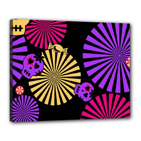 Seamless Halloween Day Of The Dead Canvas 20  X 16  (stretched) by danenraven