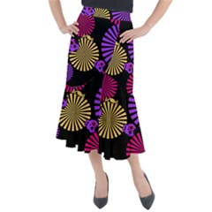 Seamless Halloween Day Of The Dead Midi Mermaid Skirt by danenraven