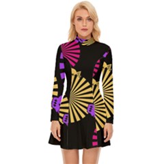 Seamless Halloween Day Of The Dead Long Sleeve Velour Longline Dress