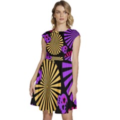 Seamless Halloween Day Of The Dead Cap Sleeve High Waist Dress by danenraven