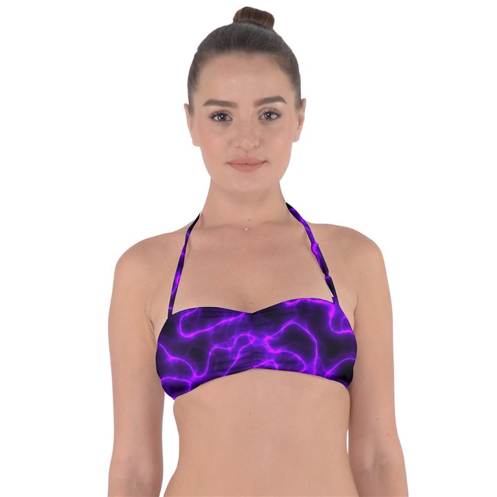 Purple Pattern Background Structure Halter Bandeau Bikini Top