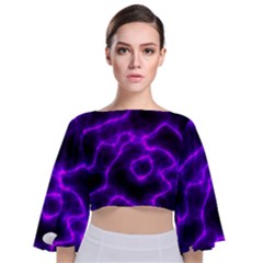 Purple Pattern Background Structure Tie Back Butterfly Sleeve Chiffon Top by danenraven